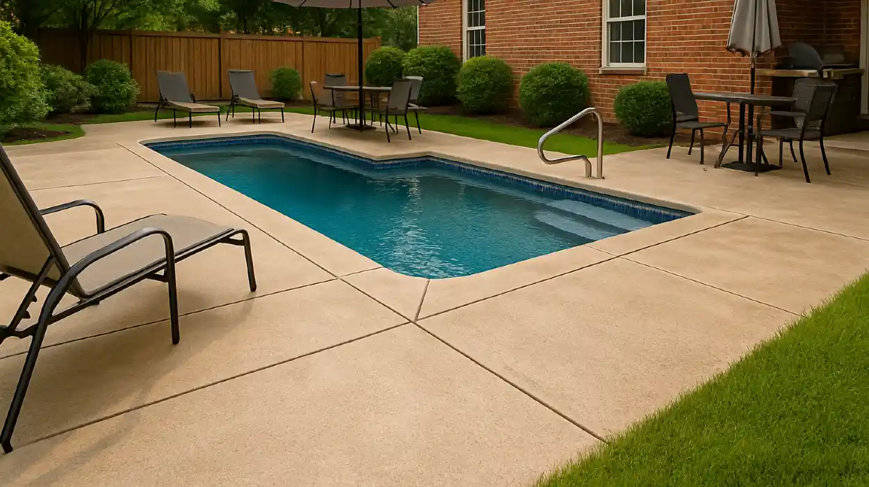 a swimming pool concrete deck from Concrete Contractor Bulls Prime in Round Rock, TX - Concrete Contractor Company