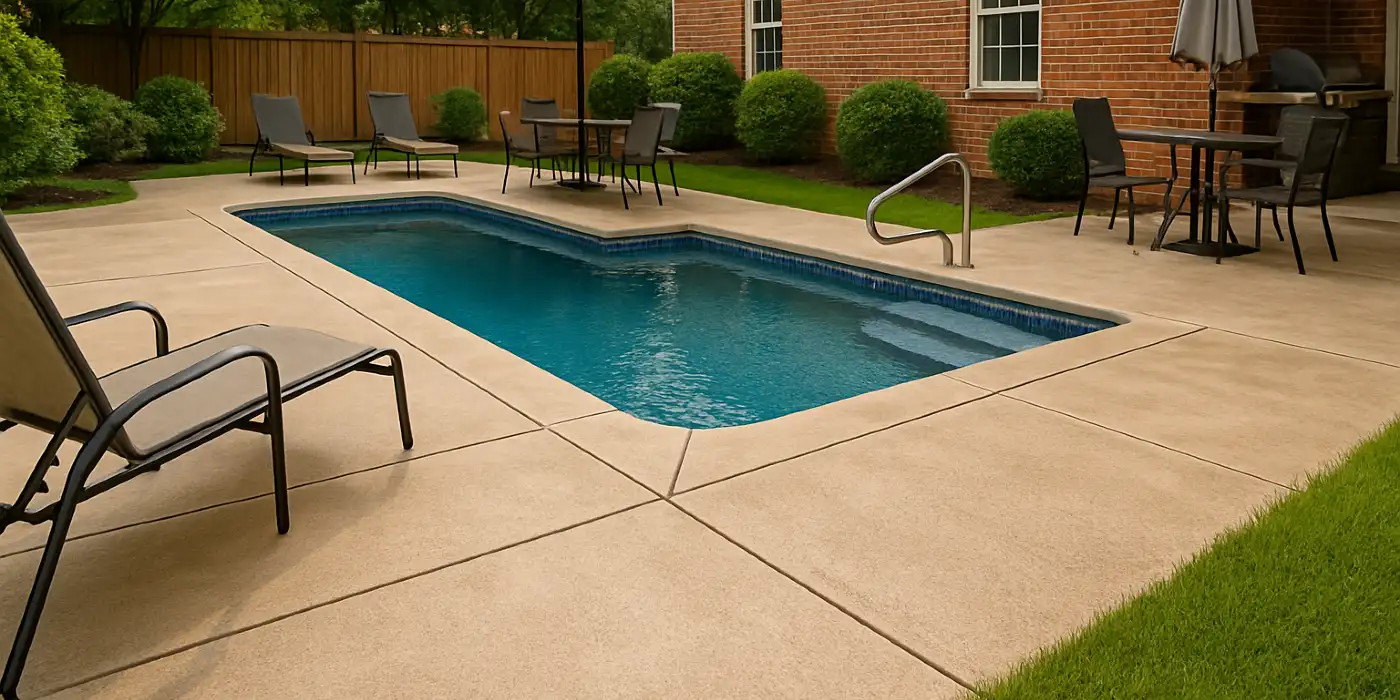a swimming pool concrete deck from Concrete Contractor Bulls Prime in Round Rock, TX - Concrete Contractor Company