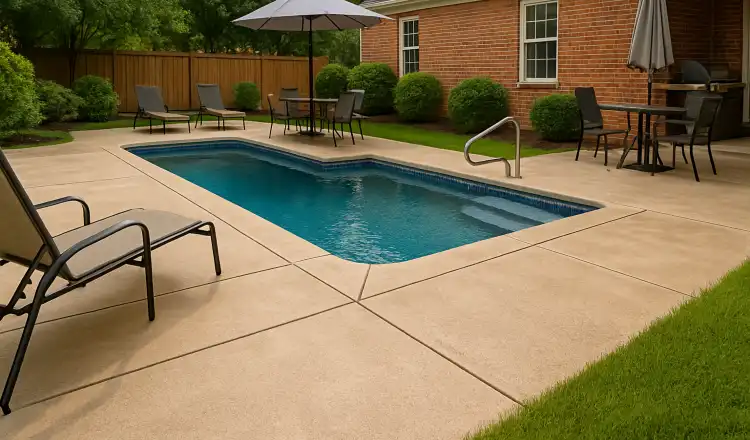 a swimming pool concrete deck from Concrete Contractor Bulls Prime in Round Rock, TX - Concrete Contractor Company