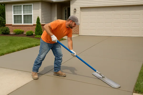 a male worker finishing a concrete driveway from Concrete Contractor Bulls Prime in Round Rock, TX - Concrete Contractor near me